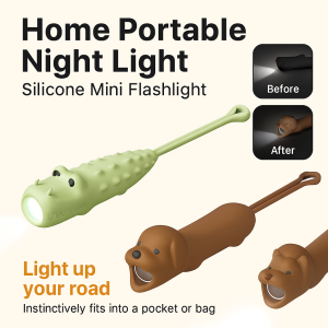 Animal silicone flashlight animal appearance flashlight cute flashlight home portable LED flashlight childrens flashlight USB rechargeable dimming mini flashlight