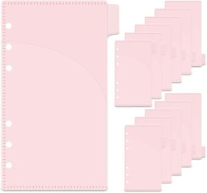 MEI YI TIAN 2 Set A6 Pink PP Cash Envelope 12 Sheets 6 Tabs Zipless Budget Binder Index Divider with 2 Pockets for 6-Ring Binders Inserts Money Organizer