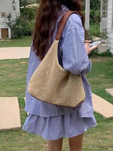 Túi cói dệt thủ công phong cách Hàn Quốc 🌷 Túi lưới xinh đi biển du lịch