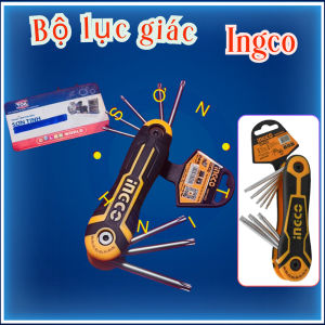 Bộ 8 chìa lục giác bông bỏ túi INGCO HHK14083 Size T9-T40 Cr-V chống nhiệt mạ chrome