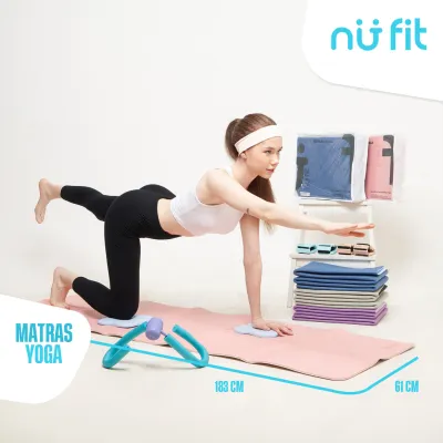 Nu Fit - TPE 6mm Reversible Portable Yoga Matt 183 x 61 x 6 mm - Anti Slip Matras Yoga TPE - Matras Olahraga Lipat Premium - Yoga Mat - Matras Pilates Portable Berkualitas