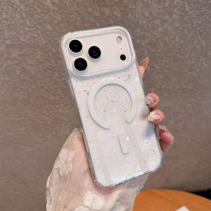 เจลลี่กลิตเตอร์สำหรับแม็กเซฟไร้สายสำหรับไอโฟน 17 แอร์ 16 15 14 โปรแม็กซ์แม่เหล็กกันกระแทกโปร่งใส TPU