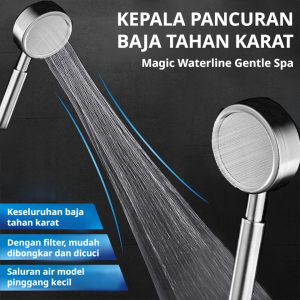 Shower Head Kepala Pancuran Tekanan Tinggi Multifungsi Kepala pancuran bertekanan tinggi asli kepala pancuran stainless steel 304 tidak berkarat dengan selang pancuran stainless steel aliran air yang kuat dan lembut menghemat air