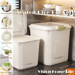 Vision 5/10/15/25KG Rice Dispenser Large Capacity Rice Barrel Large Rice Container Storage with Lid Measuring Cylinder Moisture Proof Household Cereal Dispenser Bucket for Kitchen Soybean Corn