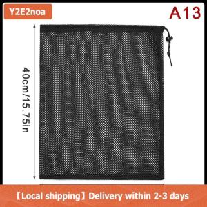 【Local shipping】 Black White Durable Mesh Drawstring Bag Storage Pouch Multi Purpose Home Travel Outdoor Activity Laundry Bag Stuff Sack