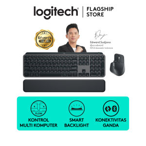 Logitech MX Keys S Combo - MX Keys S + MX Master 3S Keyboard dan Mouse Wireless Bluetooth dengan Palm Rest Penerangan yang Dapat Disesuaikan Scrolling Cepat USB C untuk Windows Linux Chrome Mac