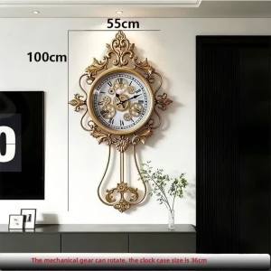 xpkQ Mechanic Wall Clock Luxury Design Retro Wall Clocks Mechanism Silent Watches Art Large Livingroom Decoration SInterior Ornaments 5T9N4