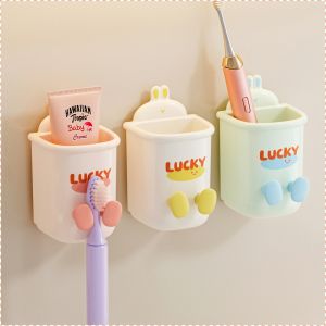 Organizer Easy to Install Fine Polishing Toothbrush Holder Multi-style Easy Draining Cute Styling