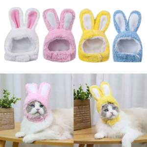 Cute Kitten Headgear Cashmere Hat Soft Cotton Rabbit Ear Headwear Hat for Dogs/Cats Festival Gift Christmas Supplies