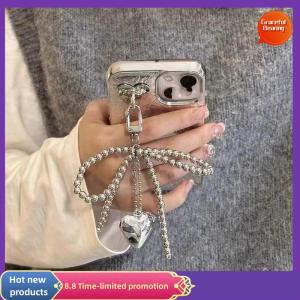 Graceful Ins Style Bowknot Beaded Key Chain Three-dimensional Heart Phone Pendant Headphone Case Charm Bag Decor Car Key Ring