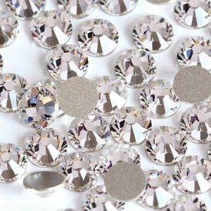 Crystal AB/Crystal Flatback Glass Rhinestones Glue Fix Nail Art Rhinestone Ab White Crystal 1440pcs/bag Shining Non Hotfix Flatback Rhinestone Decorations for Nails