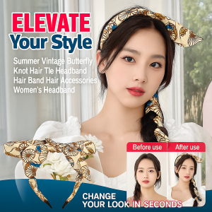 Summer ribbon headband tied with hair bow