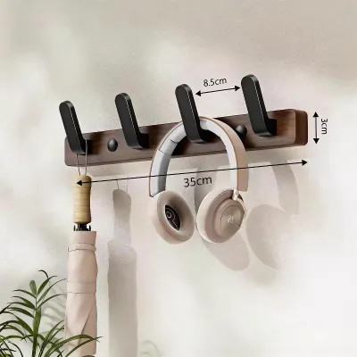 Aikenn móc treo tường gỗ óc chó thanh treo đồ chịu tải cao dán keo hoặc khoan chống rơi treo áo mũ túi dùng phòng tắm