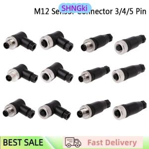SHNGki 1Pc M12 sensor connector 3 4 5 pin male female straight right angle plug