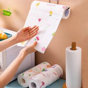 100pcs/roll Kitchen Paper Absorb Oil and Water Dry Wet Amphibious Disposable Cleaning Tissues