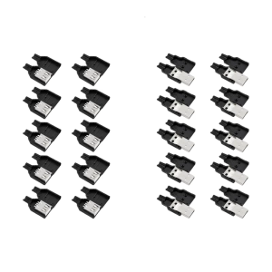 10Pcs USB Connector With Black Plastic Cover 4 Pin Male and Female USB Plug Socket Connector Easy to Installation
