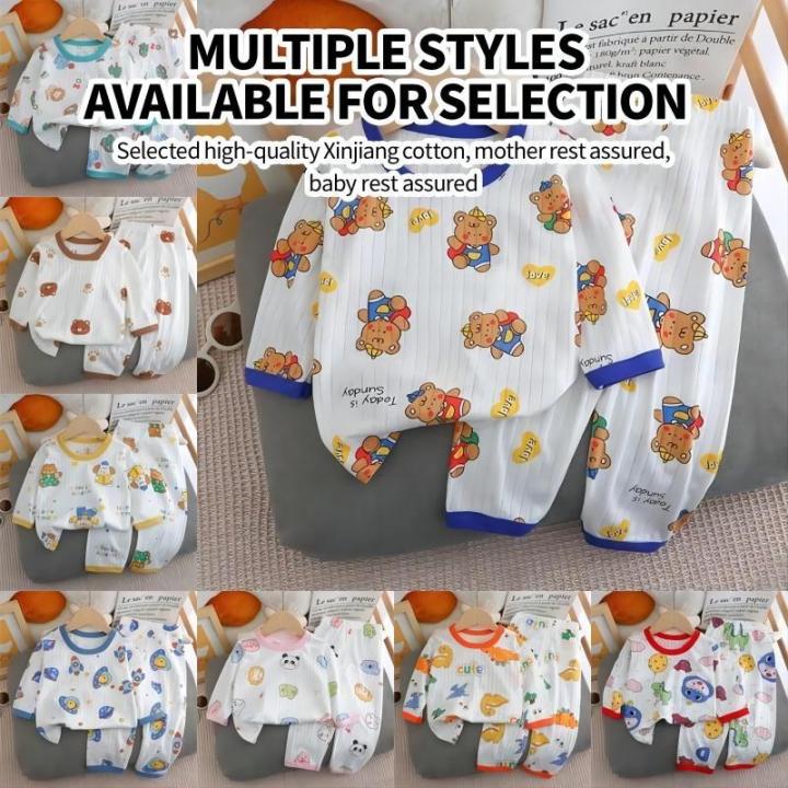 Kids Boys Girls Dinosaur Pattern Pajama Terno Breathable Cotton Clothes  Sleepwear Sando Set 0-8 Year Lazada PH