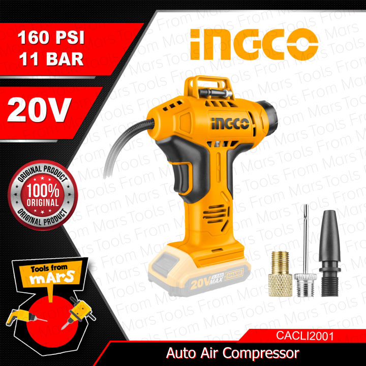 INGCO 20V Lithium-Ion Cordless Auto Air Compressor Tire Inflator ...