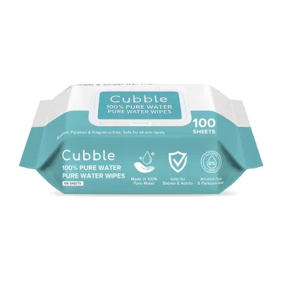 Cubble 100 Percent Pure Water Baby Wet Wipes 100 Sheets