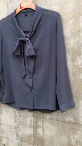 เสื้อชีฟองแขนยาว ผูกโบว์