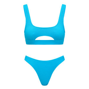 YUKARI SWIM บิกินี่ 2 ชิ้น คัตเอาท์ด้านบนพร้อมด้านล่างคัตเอาท์สูง ชุดว่ายน้ำสำหรับผู้หญิง ชุดชายหาด