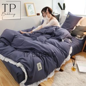 bộ chăn ga gối cotton poly viền bèo chăn ga gối đệm viền bèo đầy đủ mẫu mã kích thước