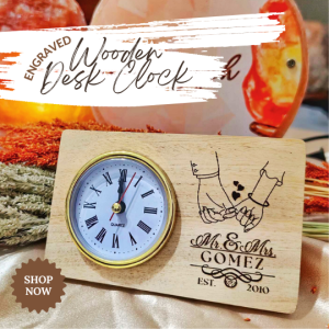 Engraved Customized Personalized Wooden Desk Clock