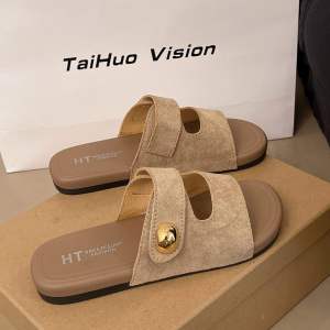 [Free Shipping] WomenS Summer Outdoor Slippers New Fashionable Soft Flat Roman Sandals To Pair With Skirts Beach Sandals