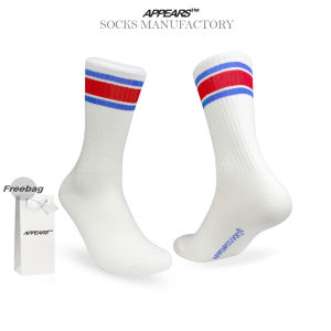 APPEARS SOCKS - OS WHITE BLUE STRIPS RED - Kaos kaki motif