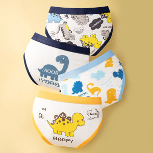 4PCS Cotton Boys Boxer Shorts Cartoon Pattern Childrens Cotton Underwear Soft Breathable Briefs for ages 2-14