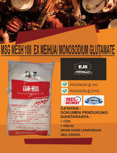 MSG MESH 100 MEIHUA/SASA POWDER/PETCIN POWDER/MONOSODIUM GLUTAMATE POWDER PACKINGAN 1 KG DAN 25 KG BERSERTIFKAT HALAL