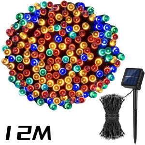 Solar 100 led string fairy light party outdoor Christmas light 12 meter Waterproof for Gardens Wedding Party /Valentines /christmas decorations for home