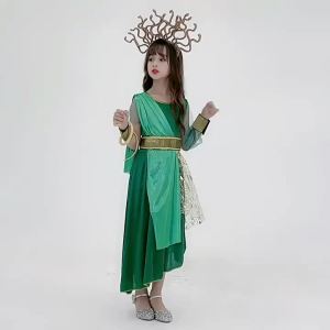 ชุดคอสเพลย์สาวฮาโลวีน ชุดงานคาร์นิวัล ปาร์ตี้ ชุดคอสเพลย์แบนชีผมงูกรีกโบราณ ชุดเมดูซ่า