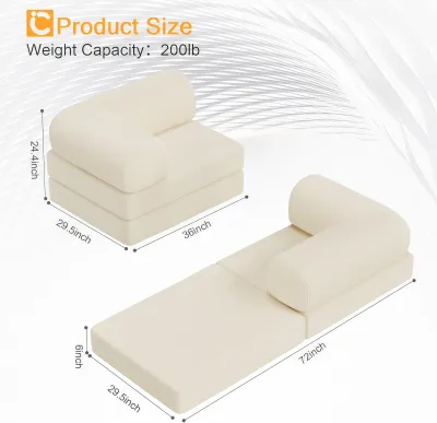 Zeen Compression Sofa Bed Modern Simple Sofa Multifunctional compression two seater sofa 4-in-1 full sponge roll pack Foldable Washable