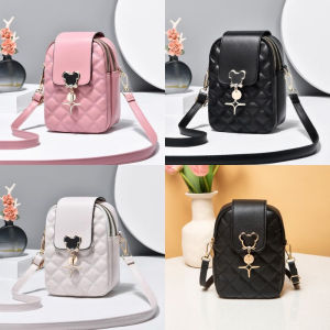 Túi đeo chéo mini - Túi đựng điện thoại thời trang tặng kèm móc khoá gấu da mềm trần trám