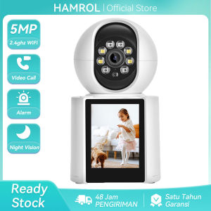 Hamrol Kamera Keamanan Pintar 5MP Infrakurasi & 360° CCTV dengan Interkom Video & Gerakan Otomatis