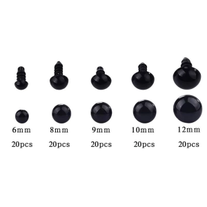 100Pcs 6-12mm Doll Eyes Black Plastic Safety Eyes Doll Toy DIY Accessories