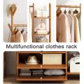 Bamboo clothes hanger coat rack with drawer multifunctional clothes hanger wooden clothes hanger. 