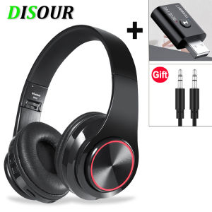 DISOUR B39 Wireless Bluetooth Earphone Color LED Lights Game Stereo Music Wireless Headphone Portable Folding Hands-Free Call Headset With Microphone FM Support TF Card With USB Bluetooth Adapter for T V Gamers