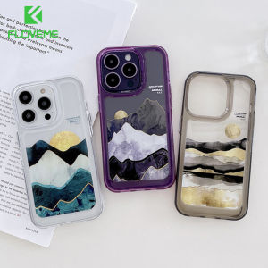 FLOVEME Scenery Hand Painted Phone Case For iPhone 14 13 11 Pro Max Landscape Clear TPU Back Cover For X XR XS Max 7 8 Plus