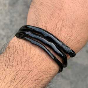 Gelang Akar Bahar Hitam 3 Lilit Size Kantoran Lentur