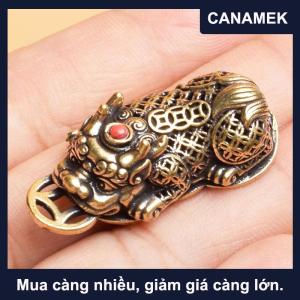 【CANAMEK】 Đồng thau động vật Pixiu đồng xu quyến rũ Mặt dây chuyền bức tượng trang trí Trung Quốc thu nhỏ bức tượng nhà văn phòng bàn trang trí phụ kiện