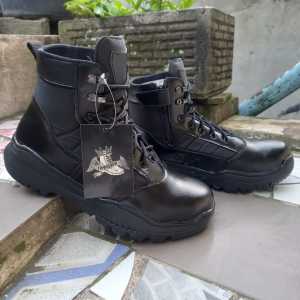 NEW SEPATU PDL SAFETY BOOTS POLRI ujung besi 6 INC BLACK