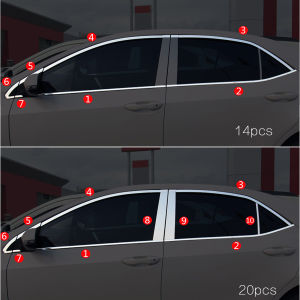 Car door Modified Chrome cover for Toyota corolla altis 2014 2015 2016 2017 2018 G11 BC mirror center post patch window stainless steel pillars strip