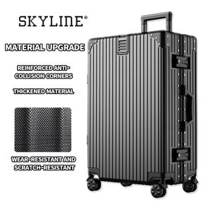 SKYLINE TSA Combination Lock Right Angle Suitcase Aluminum Magnesium Alloy Trolley for Air Travel