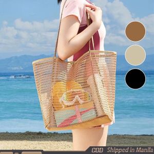 Foldable Hollowed out Tote Bag Multifunctional Beach Hand Bag Large Capacity Mesh Shopping Bag