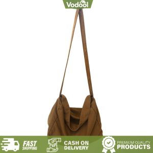 [VSC] Large Canvas Shoulder Bag Soft Crossbody Bag with Pocket Handbag Hobo Bag Commute Bag for Women Travel