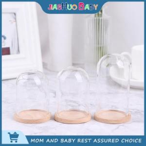 JiaShuo Baby Toy 1:12 dollhouse Miniature Decor ดอกไม้จอแสดงผลแก้วระฆังกับฐาน