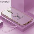 Hontinga เคสโทรศัพท์ OPPO,เคสสำหรับ OPPO Reno 2F Reno2F Reno 2Z ลายการ์ตูนกวางเรนเดียร์หรูหราชุบโครเมี่ยม TPU เนื้อนิ่มเคสโทรศัพท์แบบเต็มฝาปิดกล้องเคสยางกันเด็กชาย. 