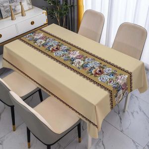 Bohemian Style Table Cloth With Floral Design 2-10seater PVC Waterproof Oil-Resistant Mantle Dining Table Cover For Home